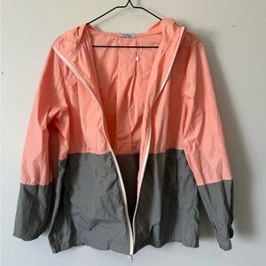 Two-Tone Pink and Gray Women's Rain Jacket